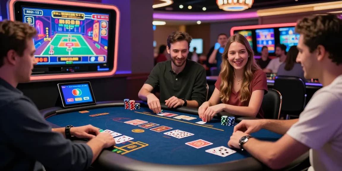 Enjoying games at mastercard casinos with friends in a vibrant casino atmosphere.