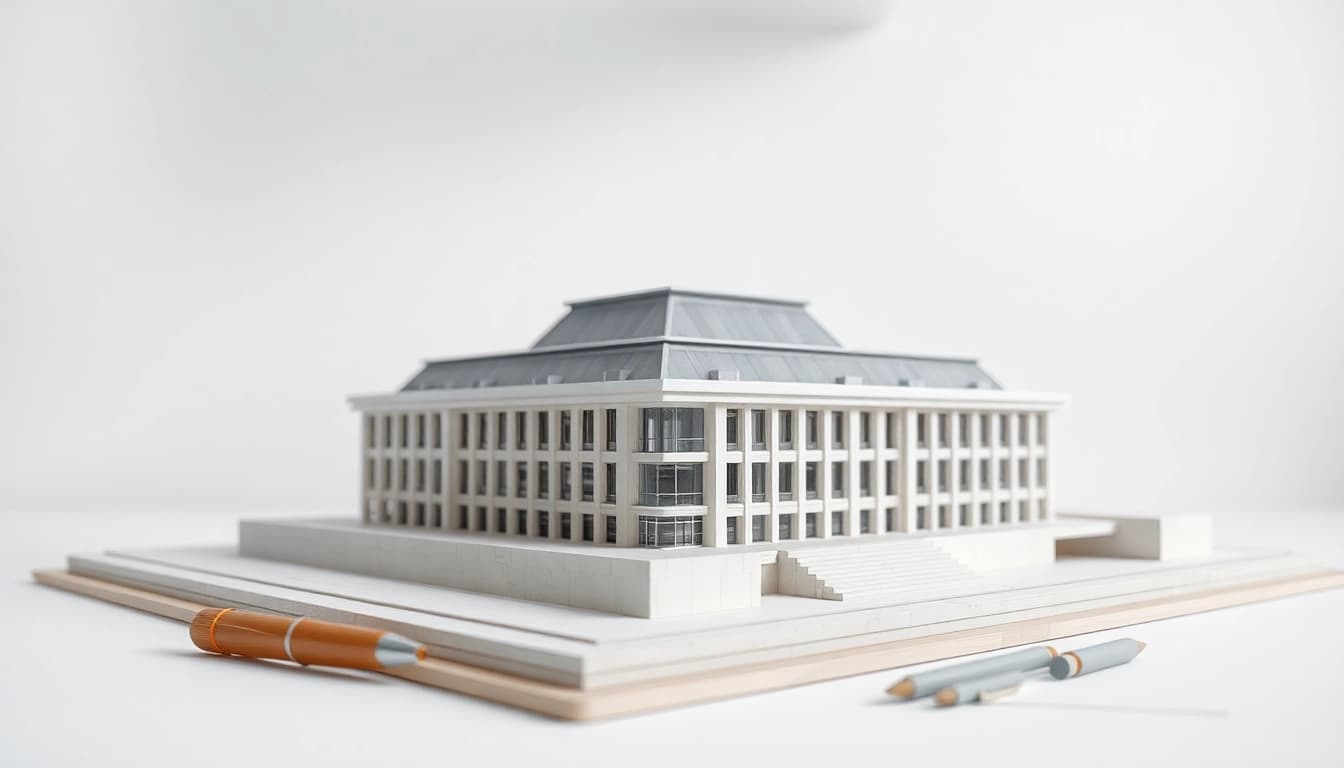 architekturmodellbau Saarbrücken exquisit präsentiert in einem professionellen Studio.