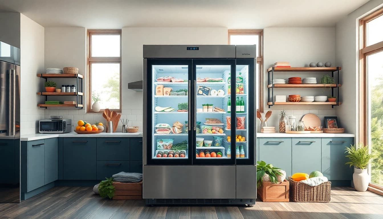 Showcasing a modern freezer loaded with fresh foods, highlighting its role in meal preparation.