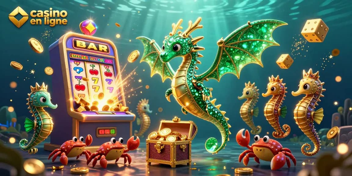 Célébrez l'excitation du casino en ligne avec un dragon marin et des machines à sous dynamiques.