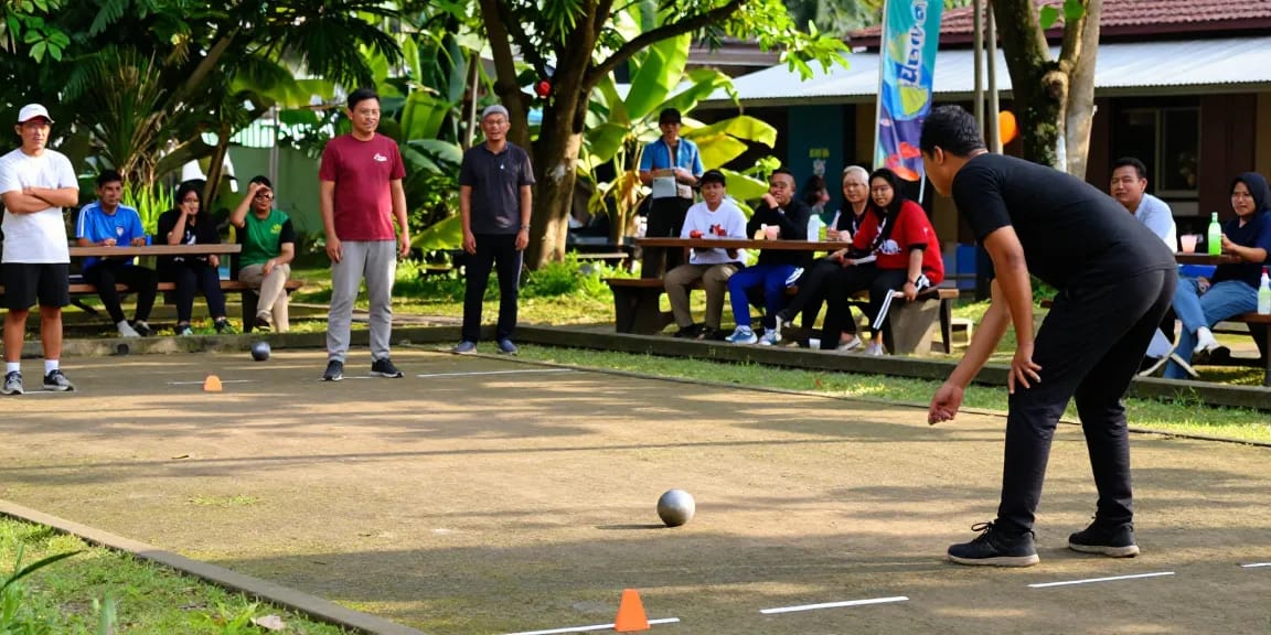 Suasana pertandingan petanque di fopikotabanjarma.org dengan pemain berkualitas dan antusiasme penonton.