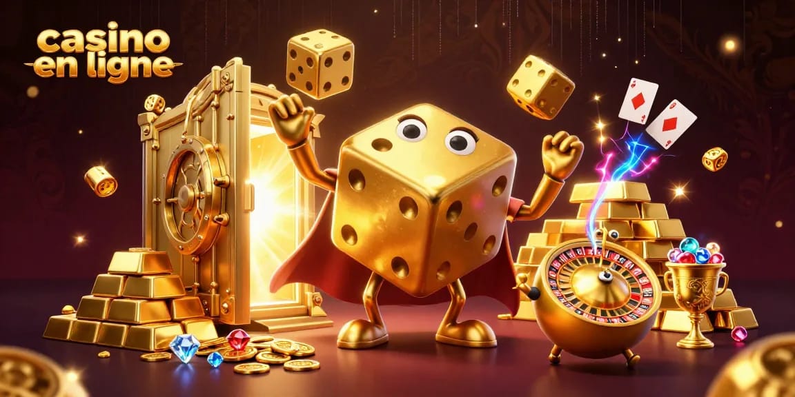 Jouer au casino en ligne entouré de diamants, d'or et de trésors scintillants.