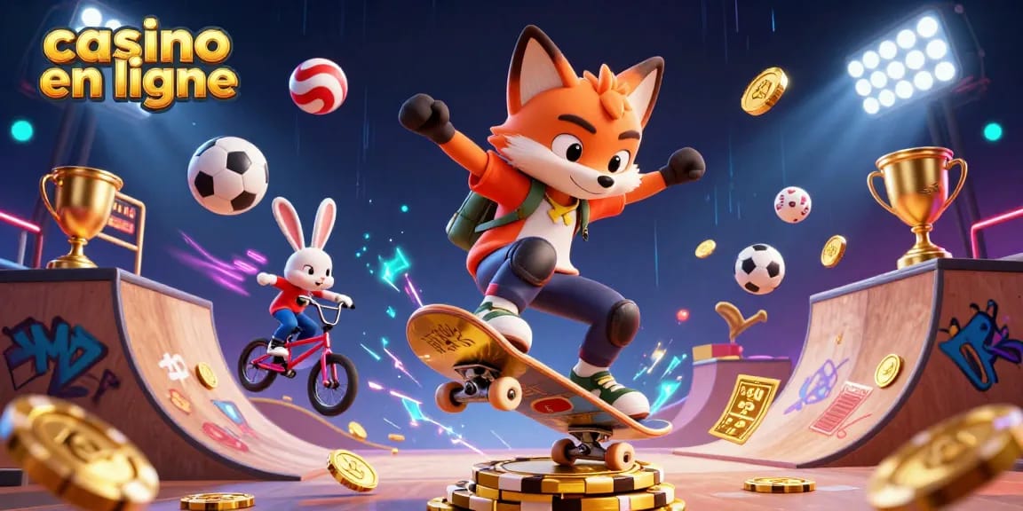 Vivez l'expérience de casino en ligne avec un renard et un lapin en pleine action au milieu de symboles de jeux.
