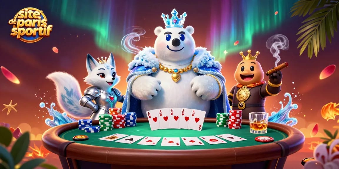 Pariez sur le site de paris sportif avec un ours polaire royal et un renard sur un fond dynamique.
