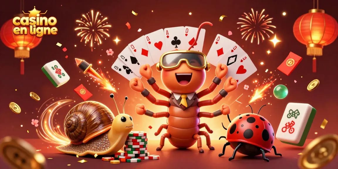 Jouez avec le meilleur casino en ligne en 2026, où un millipède croupier et un escargot high-roller s'affrontent dans un monde de jeux.