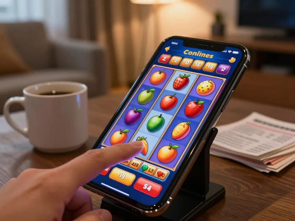 Engaging slot gacor gameplay on a smartphone, highlighting vibrant interface and player interaction.