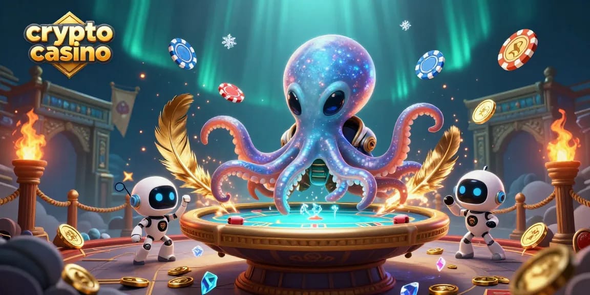 Jeu palpitant dans un crypto casino avec un poulpe extraterrestre et des jetons orbitants