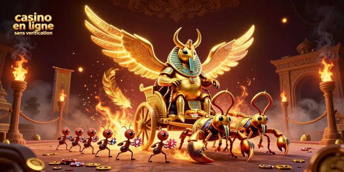 Pariez en toute confiance dans un casino en ligne sans vérification avec ce scarabée doré majestueux.