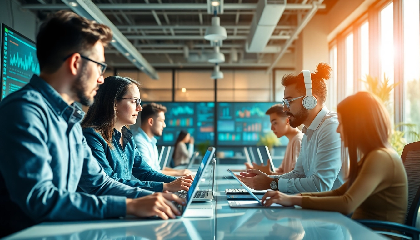 AI assistant for enterprise teams engaging in collaborative work in a modern office setting.