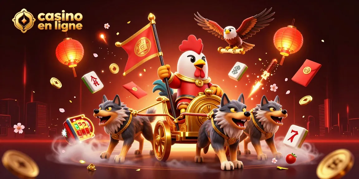 Jeux captivants de casino en ligne avec un chariot doré et des éléments ludiques.