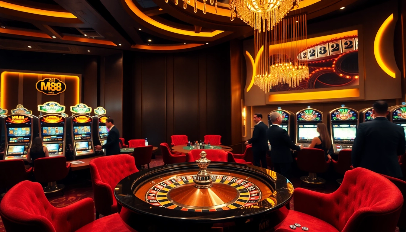 Experience the thrill of MM 88 with gamblers placing bets at a luxurious casino table.