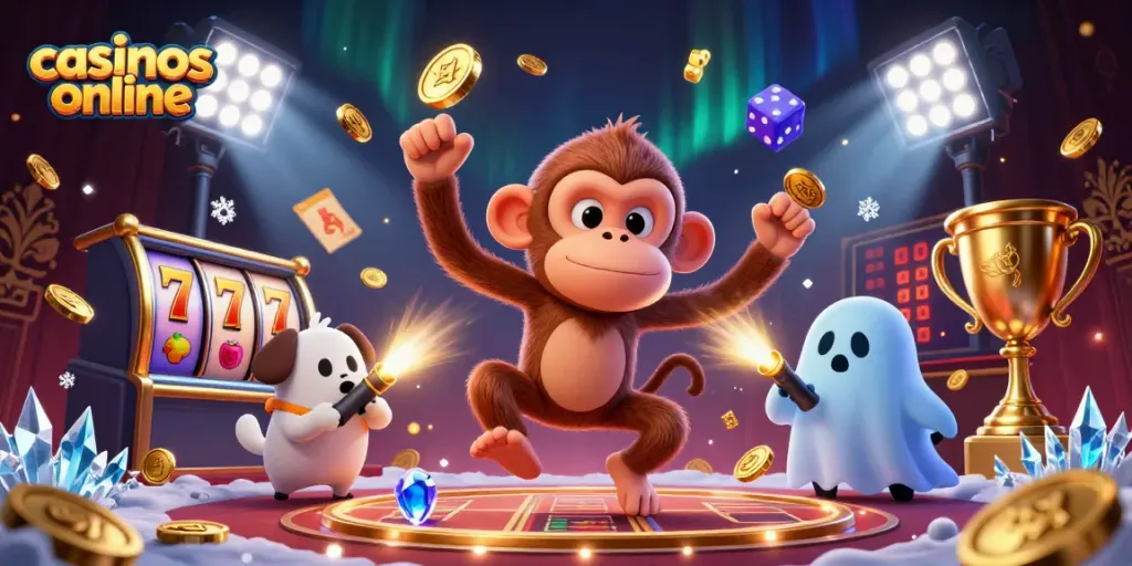 Disfruta de casinos online con emocionantes tragaperras y un divertido mono fantasma.