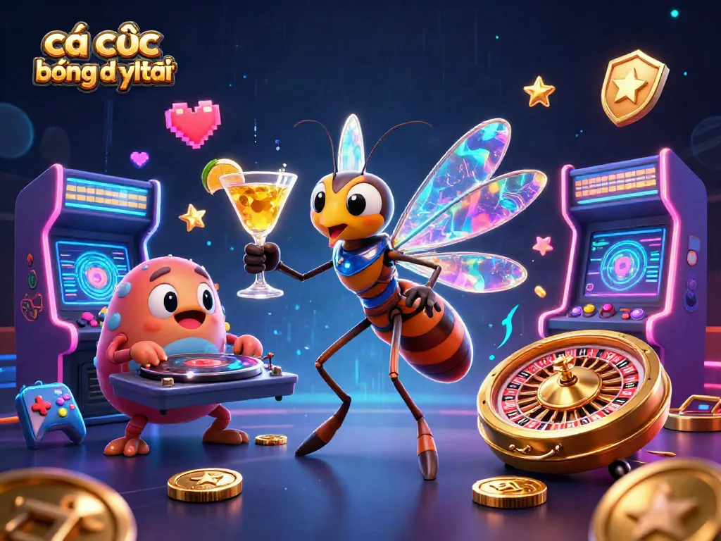 Cá cược bóng đá uy tín với hình ảnh minh họa sống động của mascot và các yếu tố trò chơi ấn tượng