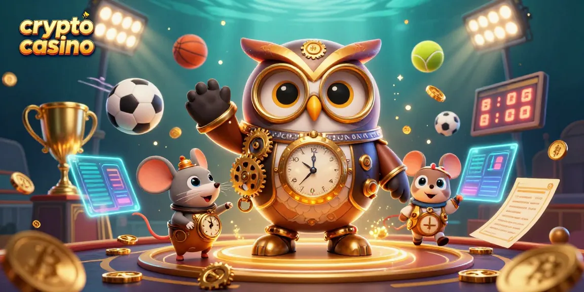 Explorez l'univers vibrant du crypto casino avec des personnages captivants et des éléments de jeu animés.
