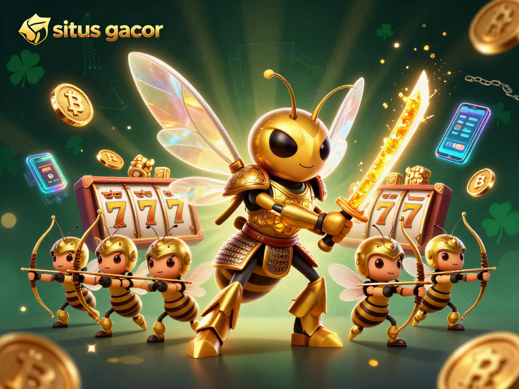 Experience the thrill of situs gacor with engaging slot reels amidst a vibrant casino scene.