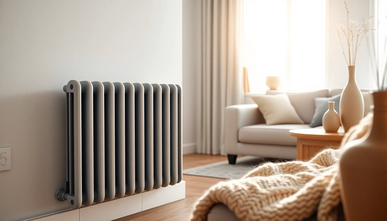 Heizkörper in modernem Wohnraum zeigt elegantes Design und warme Atmosphäre.