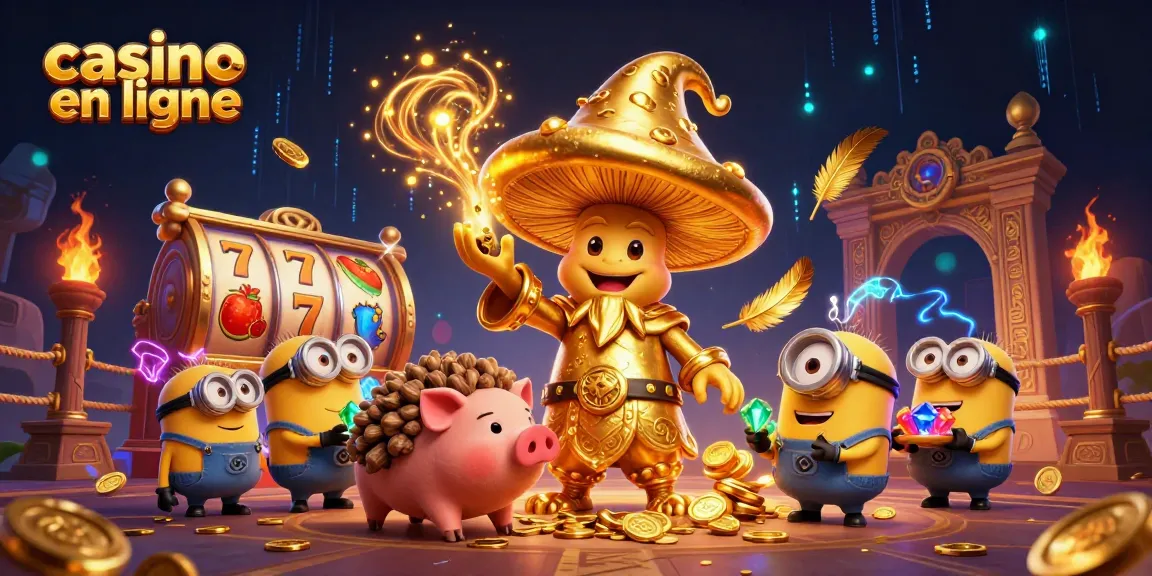 Image révélant un monde fascinant de casino en ligne avec un magicien champignon transformant des trésors en or.