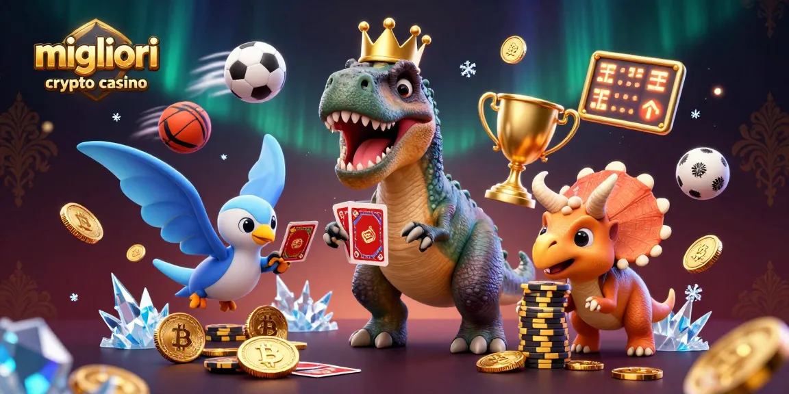 I migliori crypto casino presentano un T-Rex e un triceratops in un gioco strategico di carte tra monete Bitcoin ed Ethereum.