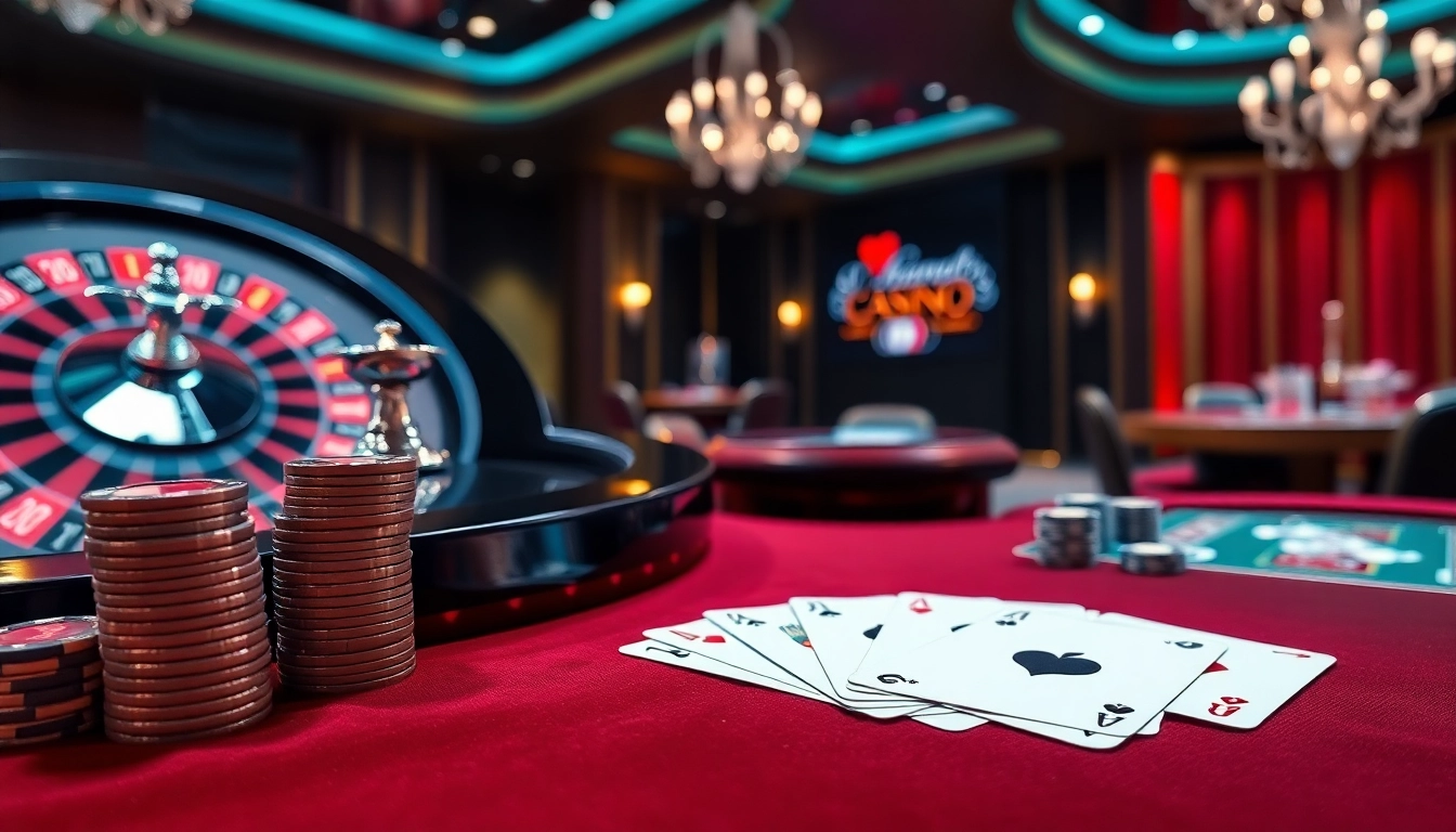 Gagnez gros avec le casino en ligne argent réel France, mettant en avant des tables de jeux et des roues de roulette.