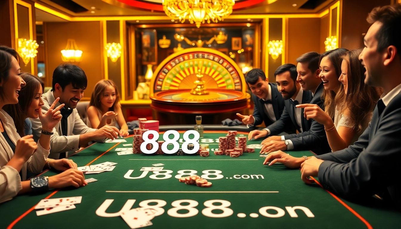 Experience thrilling games at U888u88.com with poker chips, roulette, and table bets in a lively casino.