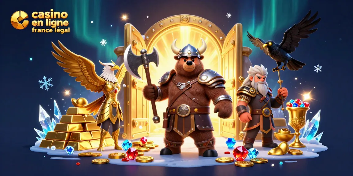 Jeux de casino en ligne légal en France avec une illustration fantastique de personnages 3D.