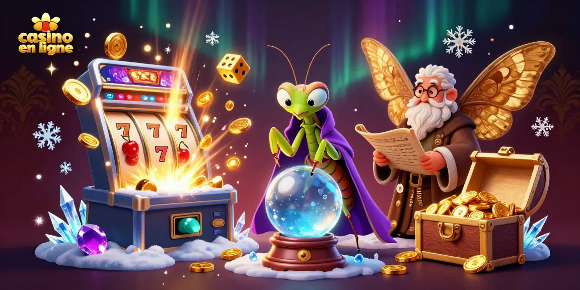 Jouer au casino en ligne avec des personnages mystiques et des machines à sous explosant de joie.