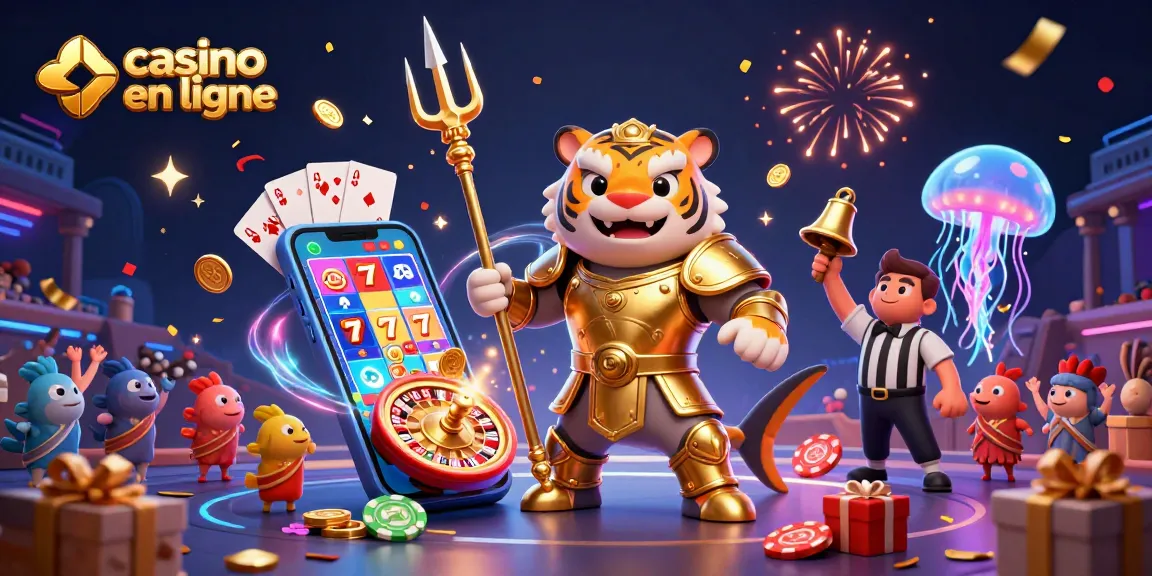 Animation colorée représentant un requin tigre en armure de gladiateur pour promouvoir le casino en ligne.