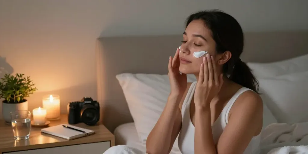 How to use zinc oxide on face in a relaxing skincare routine with Restore Barrier Night Crème.