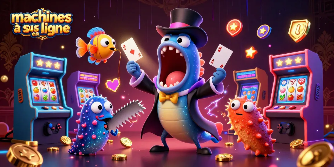 Jouer aux machines à sous en ligne avec une illustration colorée et dynamique représentant des éléments de casino
