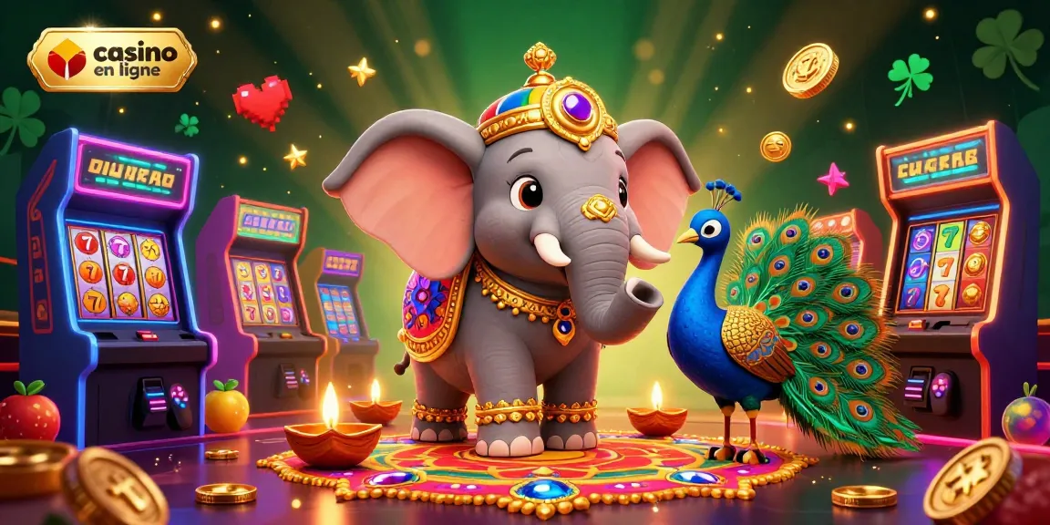 Profitez d'une expérience de jeu inoubliable au casino en ligne avec cet éléphant et un paon coloré.