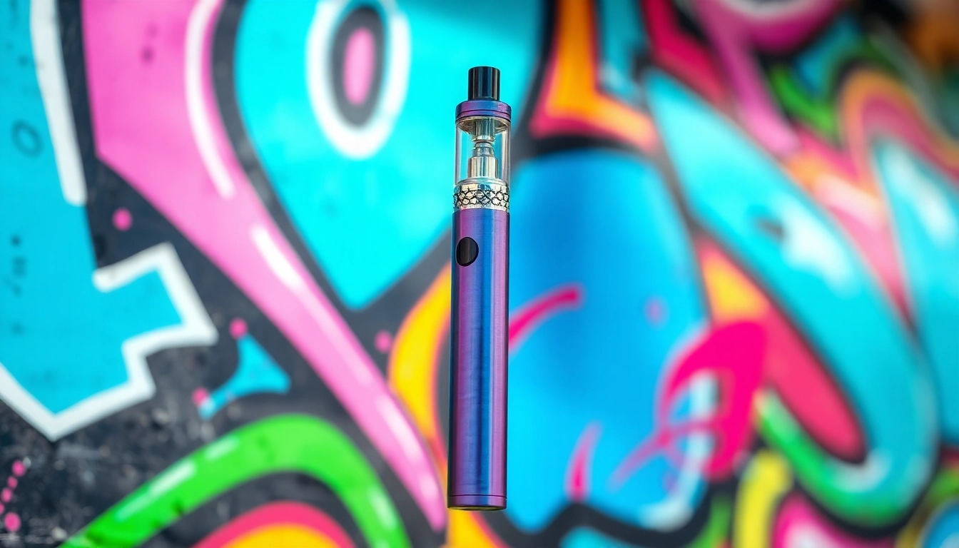 Vibrant esco bar vape showcased with colorful graffiti backdrop emphasizing urban culture.