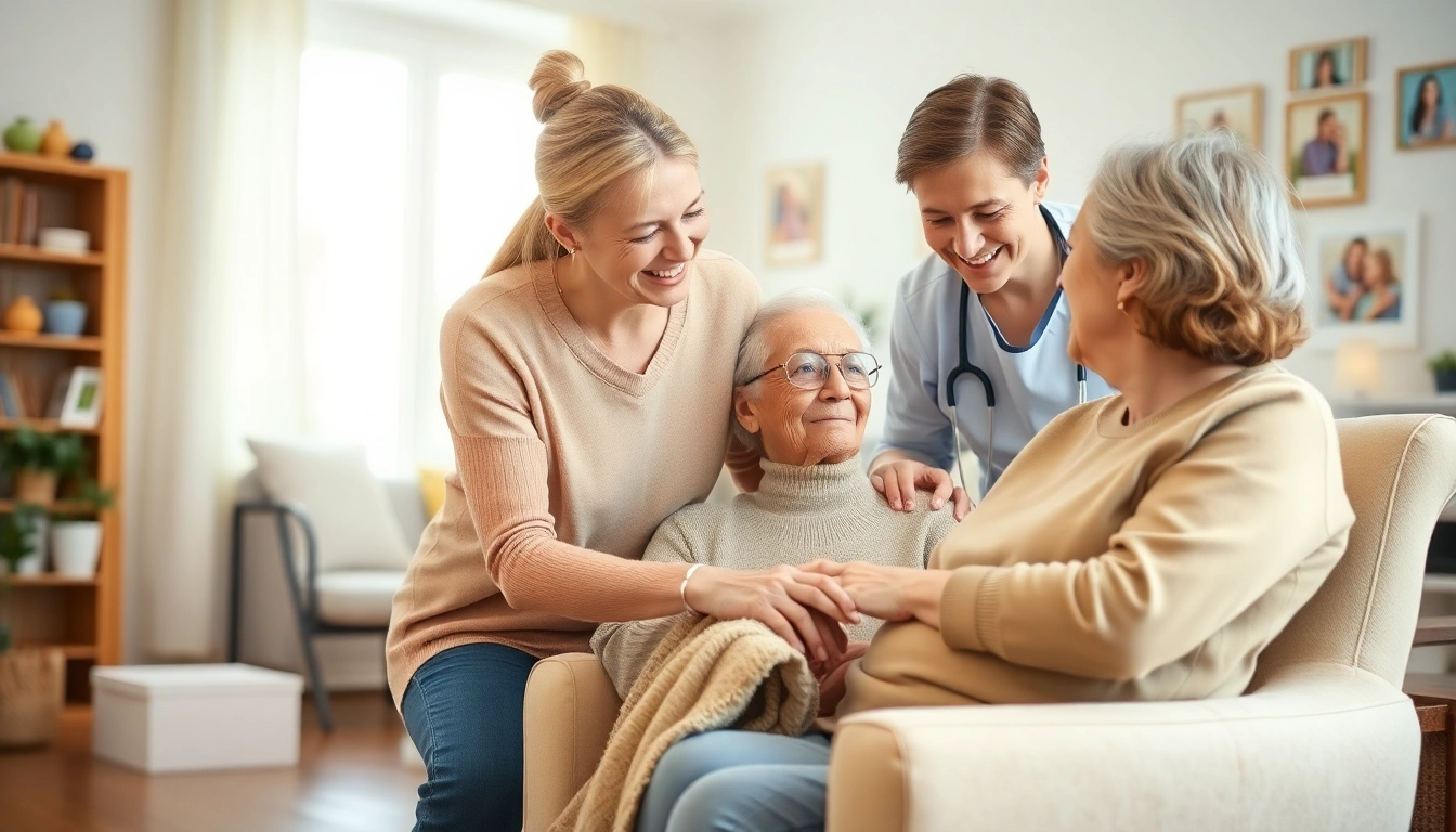 Offer compassionate elderly in home care near me with a caregiver supporting a senior at home.