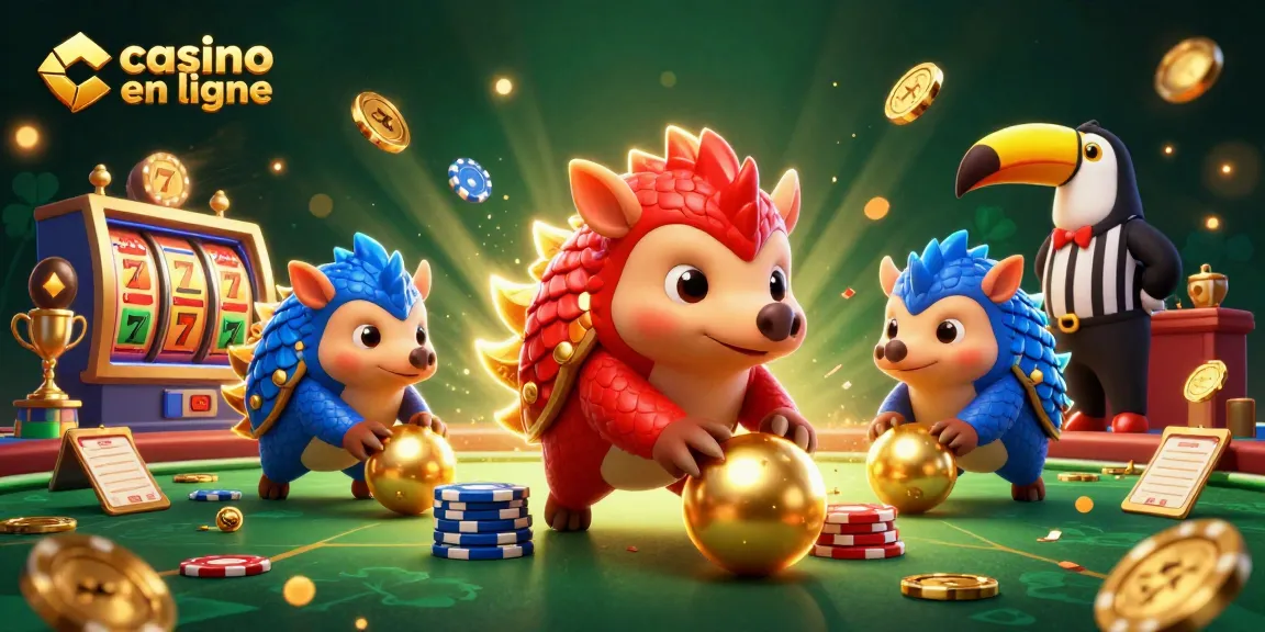 Les pangolins rivaux symbolisant le casino en ligne dans une scène animée et colorée.