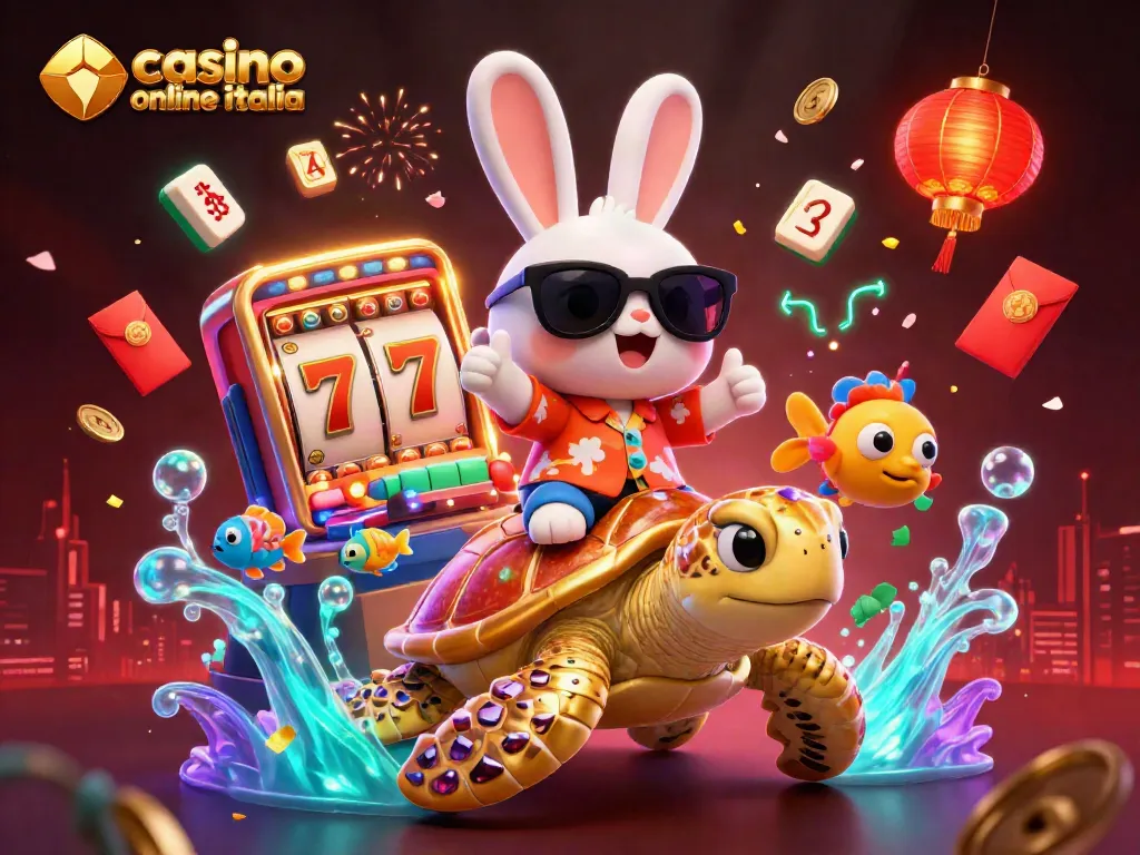 Vinci con i migliori casino online in Italia attraverso un'avvincente illustrazione 3D vivace.