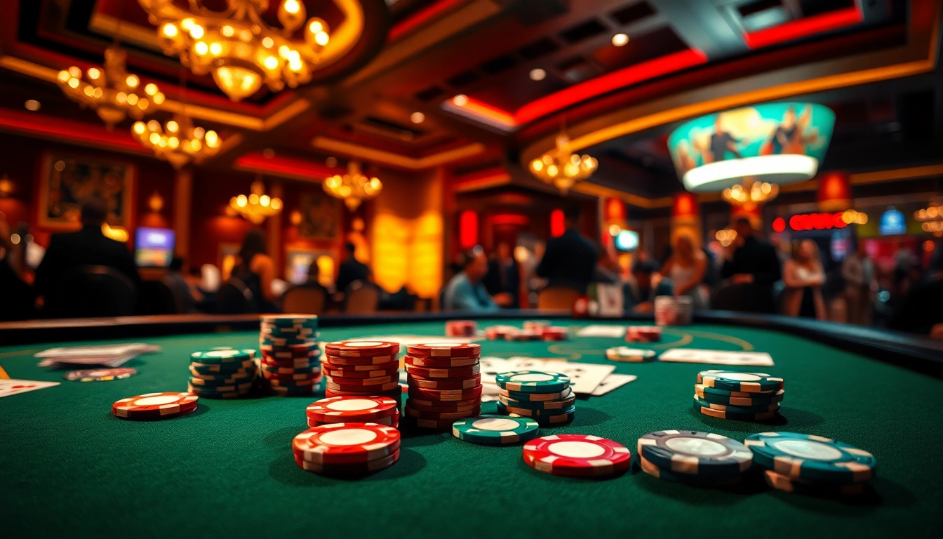 Menangkan permainan di PLANET77 dengan meja judi mewah penuh chip dan kartu poker.
