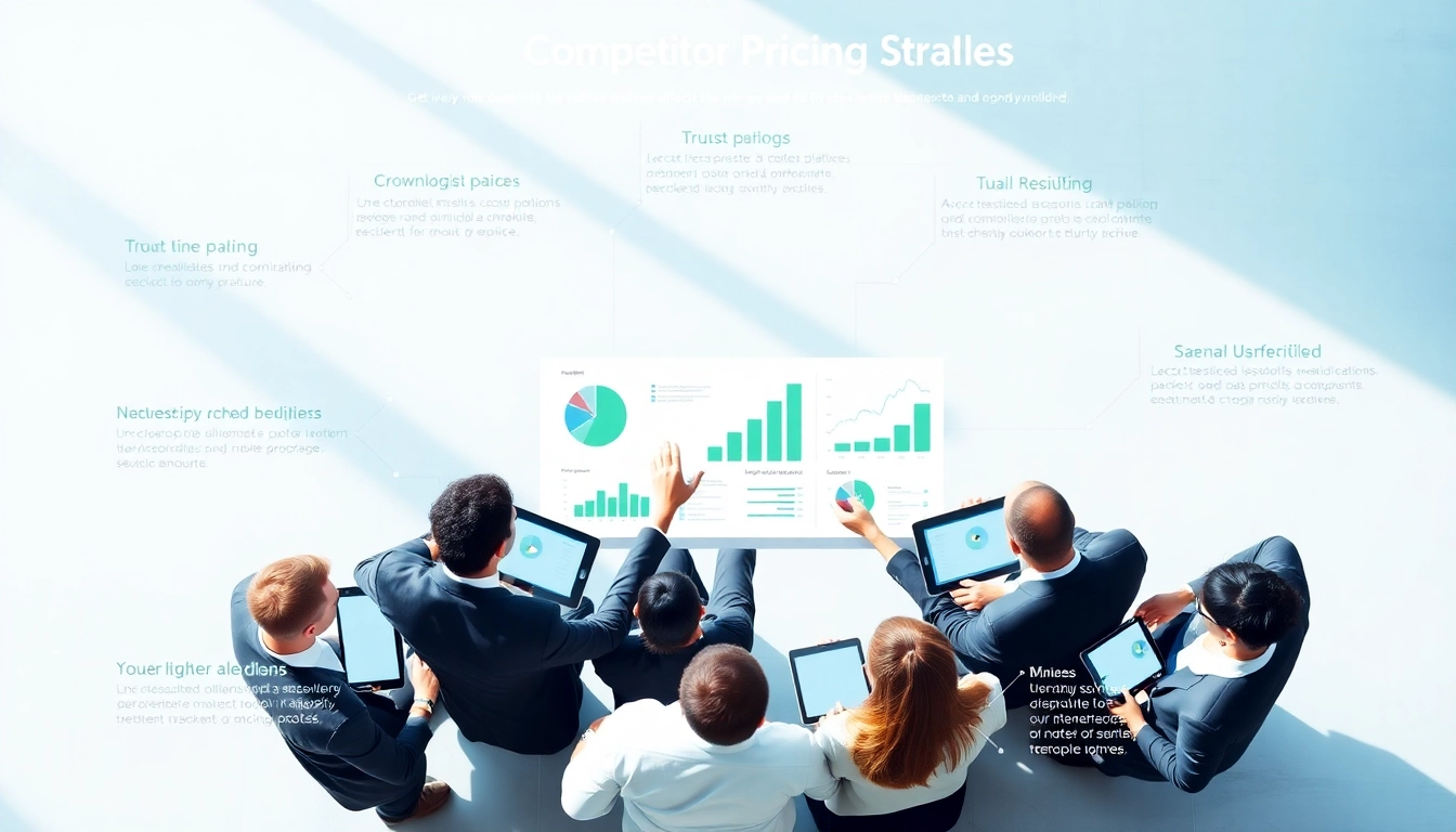 Visualize competitor pricing strategies with a professional group discussing analytics in a dynamic setting.