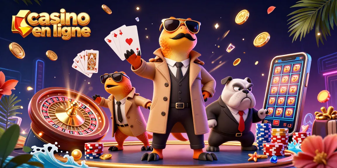 Jouez au casino en ligne avec des raptors déguisés, mettant en avant des pièces d'or et des jeux dynamiques.