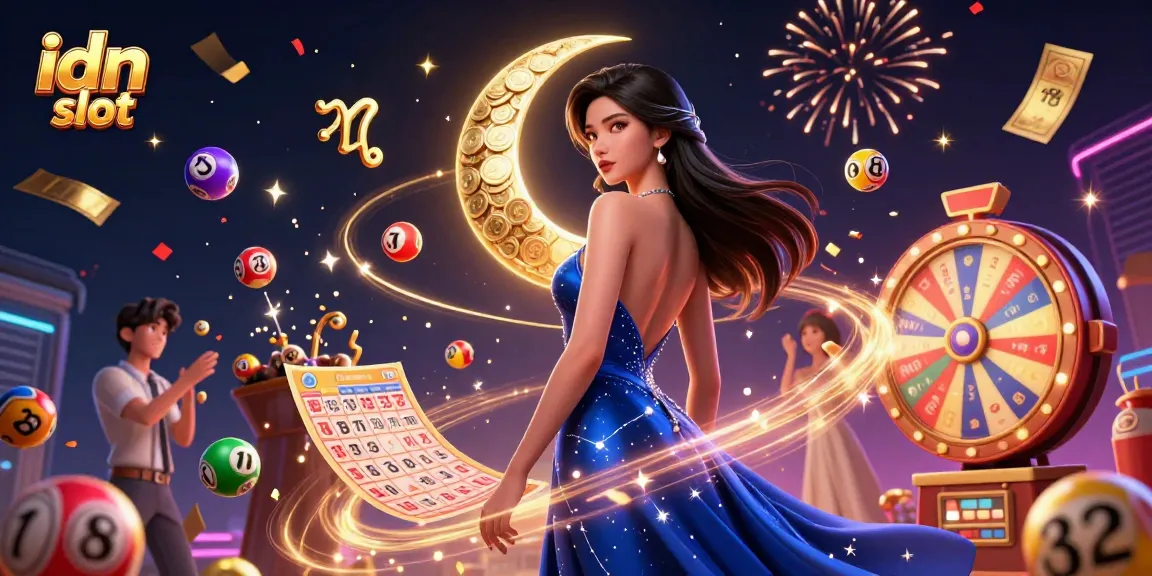 Engage with idn slot's thrilling 3D illustration showcasing a glamorous Asian woman amidst vibrant casino elements, celebrating winning opportunities.