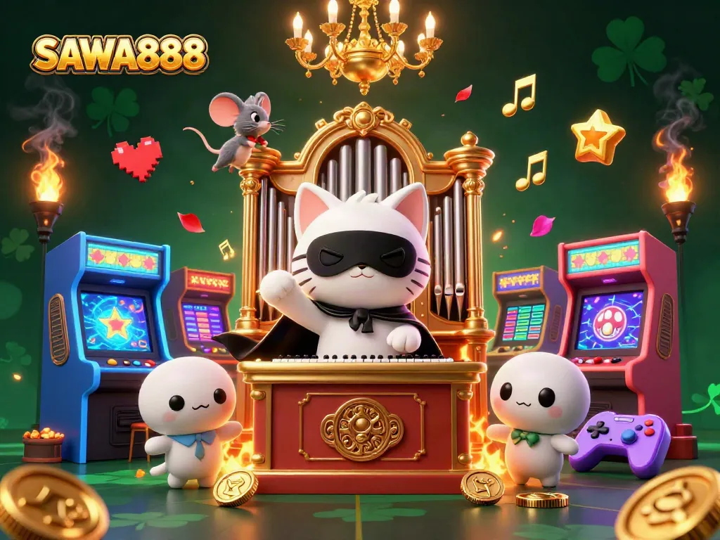 Experience thrilling wins with SAWA888 in a vibrant casino fantasy scene.
