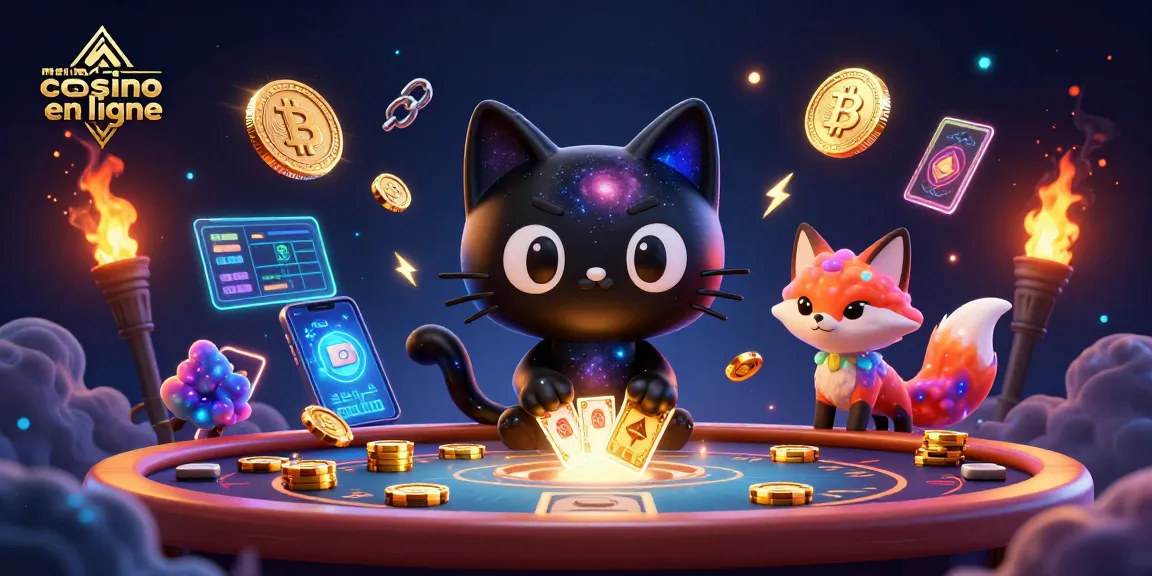 Jouez au meilleur casino en ligne avec un chat noir cosmique et un renard nébuleux au centre d'une scène dynamique.