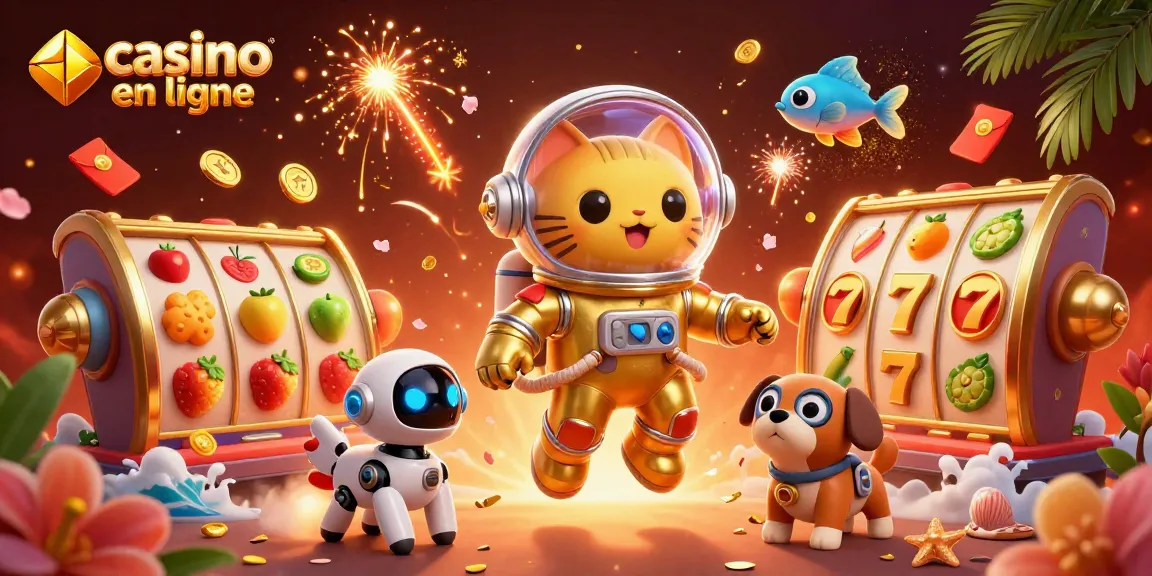 Jouez dans un casino en ligne avec des éléments scintillants et un chat astronaute dynamique.