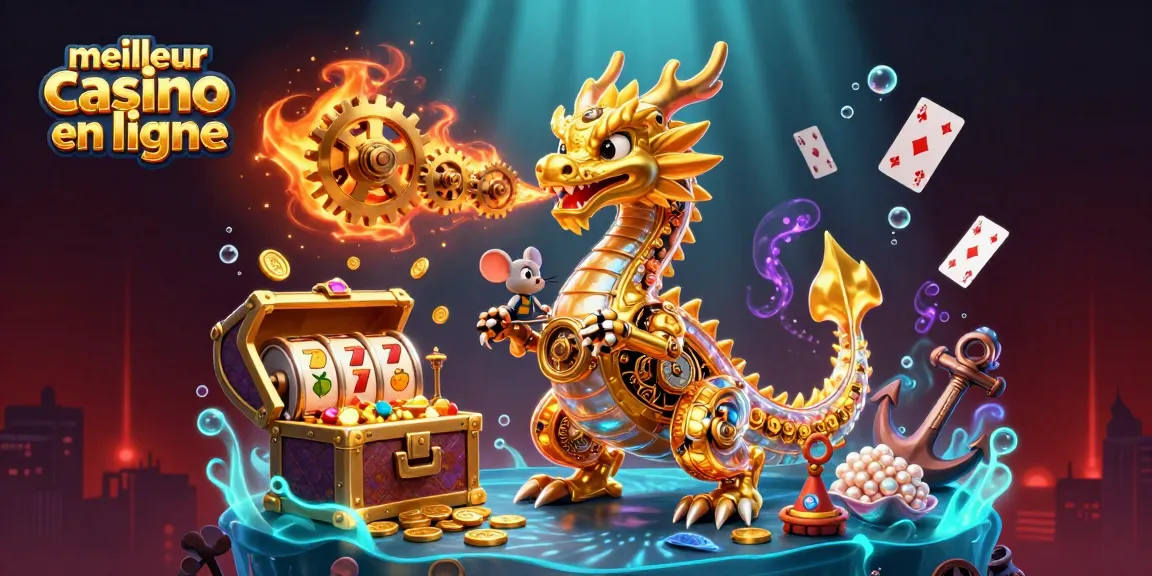 Plongez dans le meilleur casino en ligne avec un dragon doré et des trésors scintillants.
