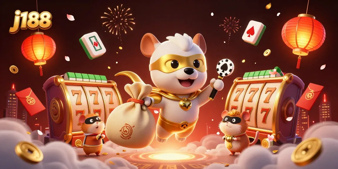 Experience thrilling jackpots at j188 with a vibrant 3D casino scene featuring exciting gaming elements.