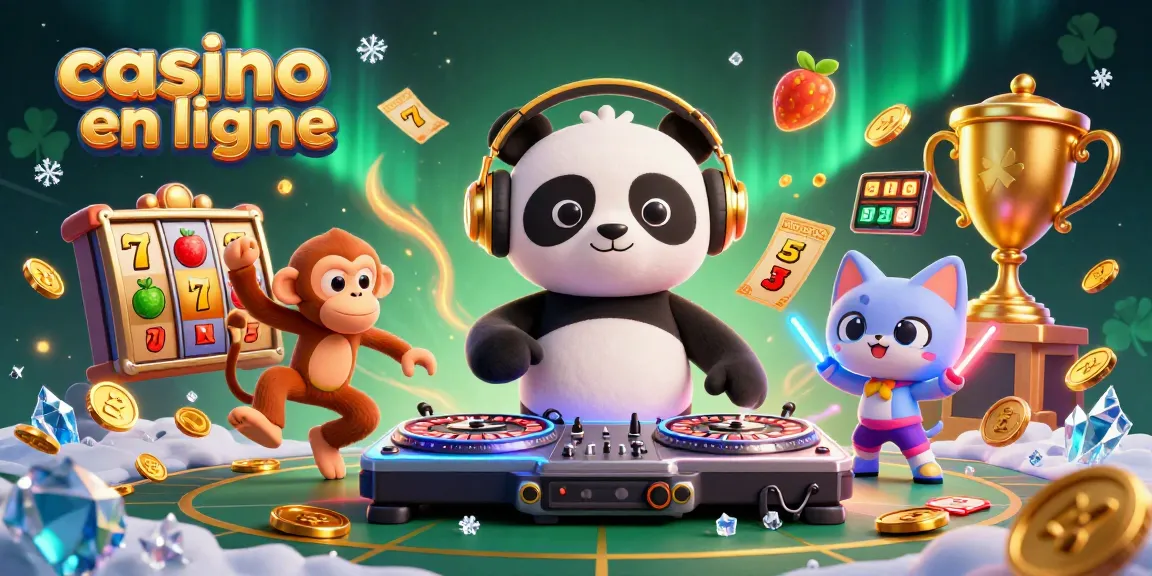 Plongez dans l'univers vibrant du casino en ligne avec un panda DJ et un singe dansant!