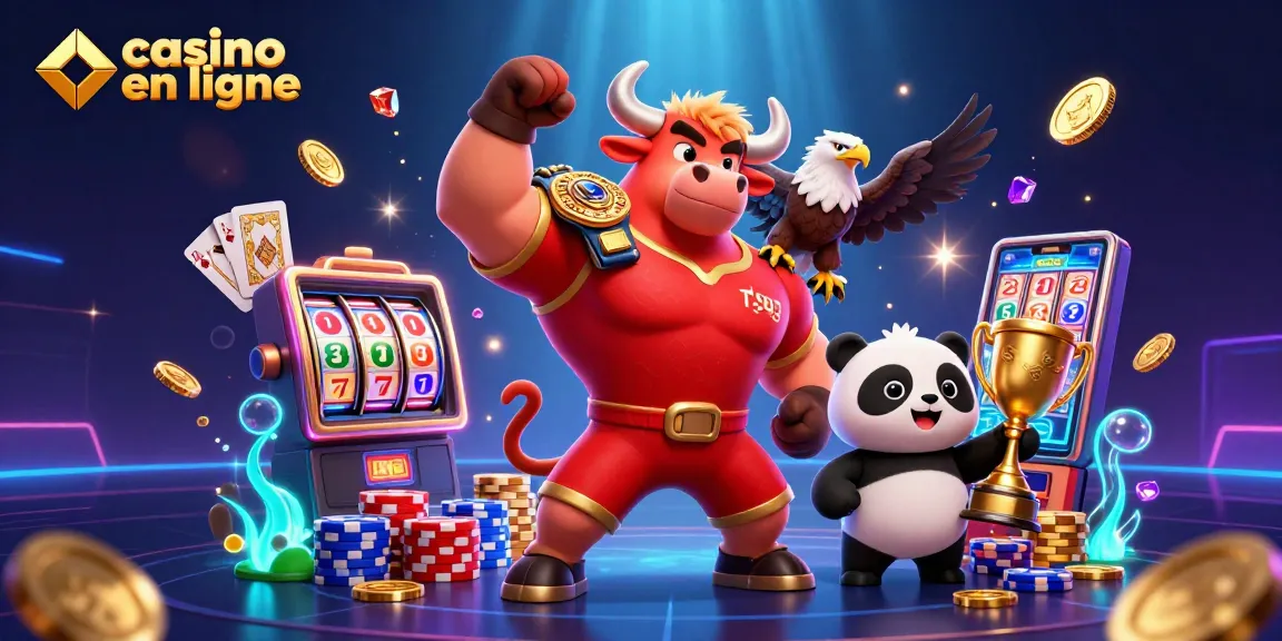 Jouez dans un casino en ligne avec notre mascotte musclée et des gains scintillants autour !