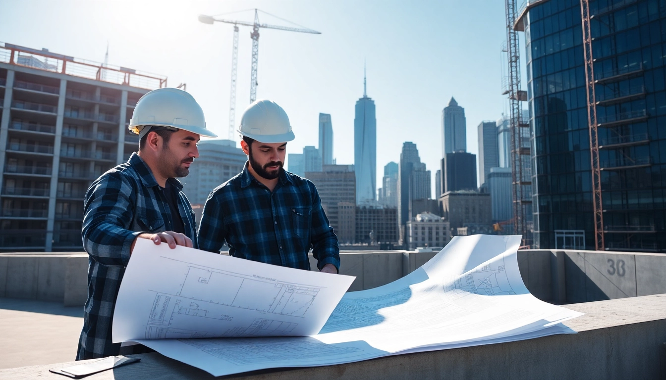 Highlighting a New York Commercial General Contractor team actively collaborating at a vibrant construction site.