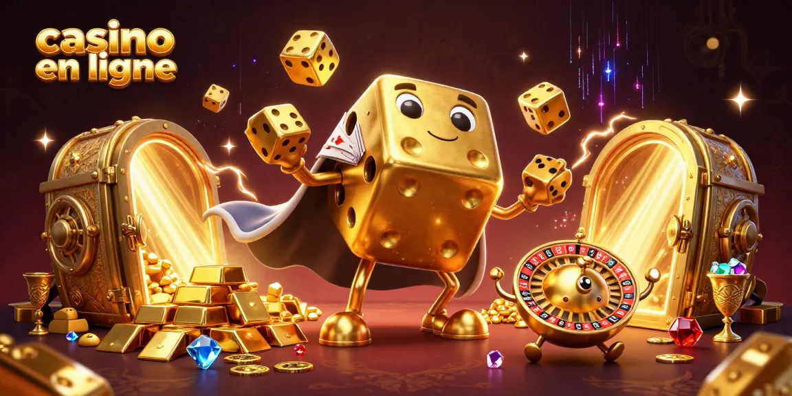 Plongez dans le monde des jeux avec "casino en ligne", une illustration captivante de dés, cartes et trésors.