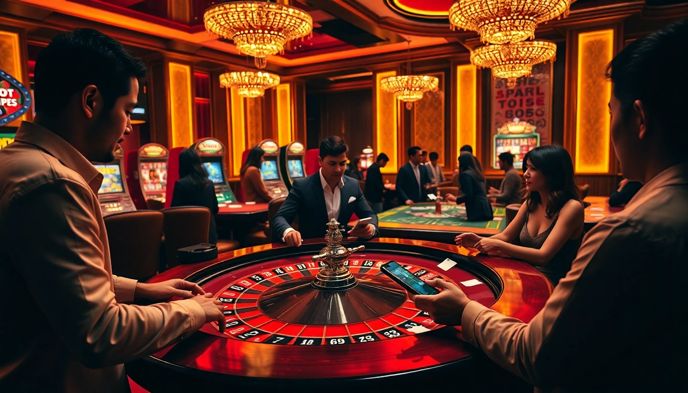 Gamers engage with sex ai elements at a luxurious casino table, blending classic and modern betting.