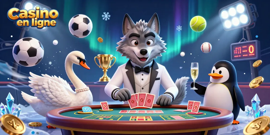 Les personnages jouant au casino en ligne montrent une ambiance festive avec des éléments de jeu.