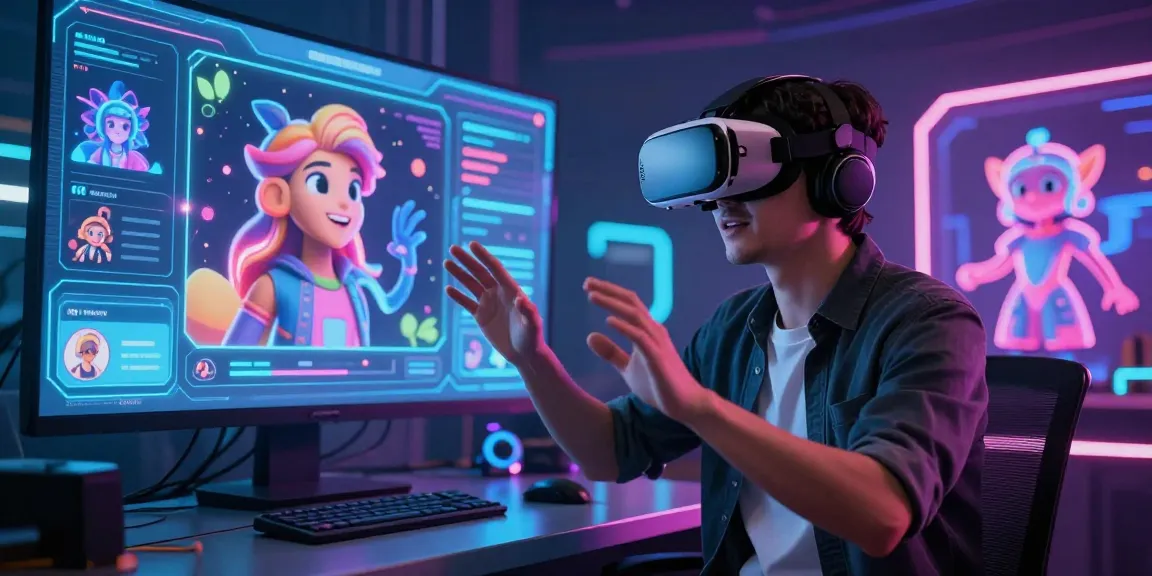 Engaging NSFW AI interaction in a vibrant digital realm with lifelike avatars and neon visuals.